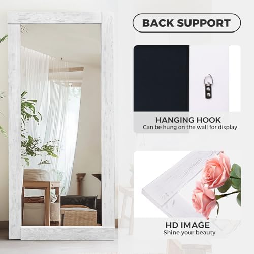 71x32in Full Length Mirror, Solid Wood Convex Frame - Image 3