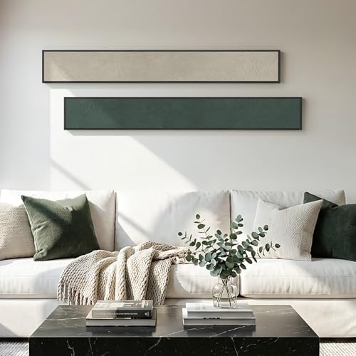 Framed Beige Green Abstract Vertical Wall Art Decor - Image 4