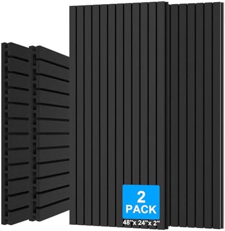 2 Pack Sound Proof Foam Panels for Walls, High Density Black Sound Deadening by GeynnpleSoundproofBoards