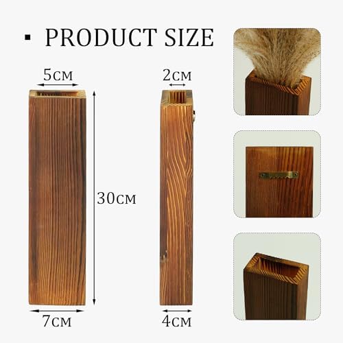 Wall Vase Set of 4 – Wooden Hanging Vases - Image 3