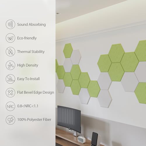 12 Pack Hexagon Acoustic Panels Self Adhesive Sound Proof Foam - Image 5