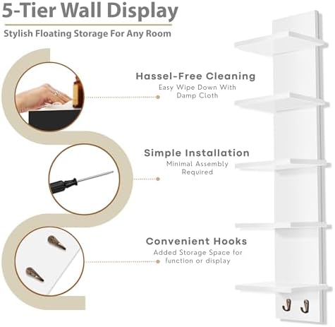 Sorbus 5-Tier Floating Wall Shelf - Image 6