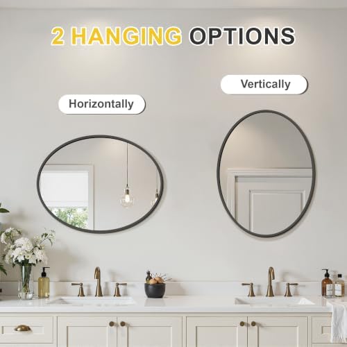 Black Oval Bathroom Mirror for Wall - Image 6