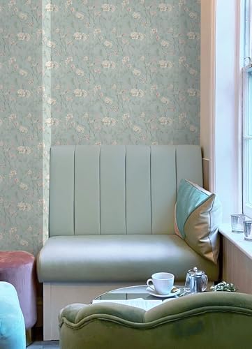 NuWallpaper Chinoiserie Garden Robins Egg Peel and Stick Wallpaper, Removable - Image 2