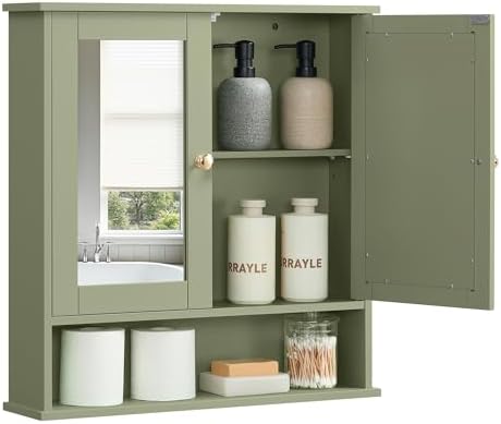 VASAGLE Bathroom Cabinet with Mirror, Wall-Mounted, 2 Mirrored Doors by VASAGLEbySONGMICSHOME