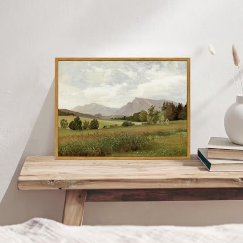 KBKBART Framed Vintage Landscape Wall Art Prints, Retro Muted Green Forest - Image 5