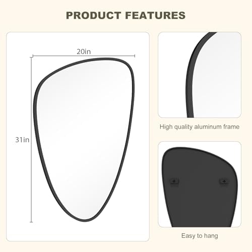 WallBeyond Asymmetrical Mirror, Irregular Wall Mirror, Wall Mirrors Decorative - Image 6