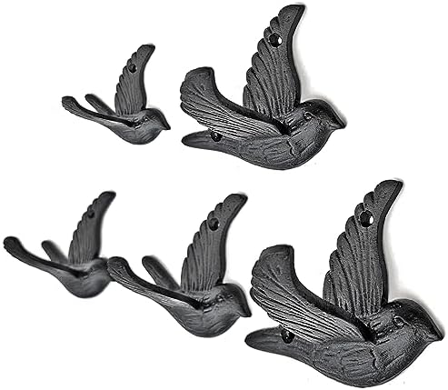 Ambipolar Flying Bird Iron Cast Decorative Bird Wall Mounted Coat Hooks by Ambipolar