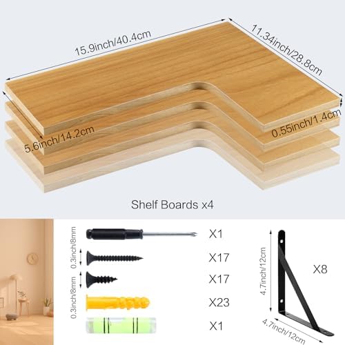Corner Floating Shelves, 15.9 x 11.4 Inch - Image 3