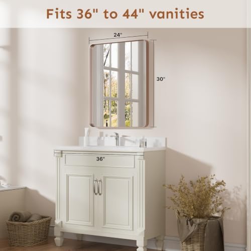 Kosmonia 30x24 Inch Bathroom Vanity Mirror Brushed Rose Gold - Image 2