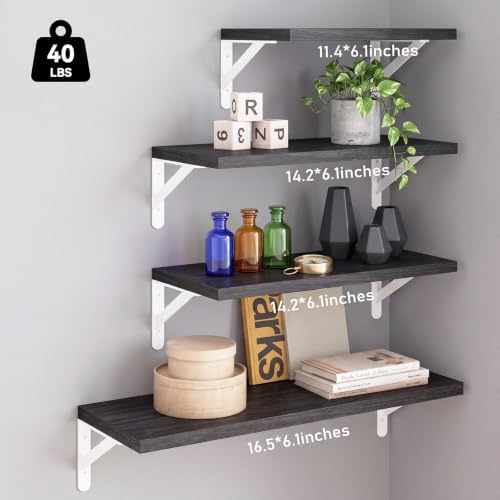 YGEOMER 4 Different Sizes Floating Shelves - Image 2
