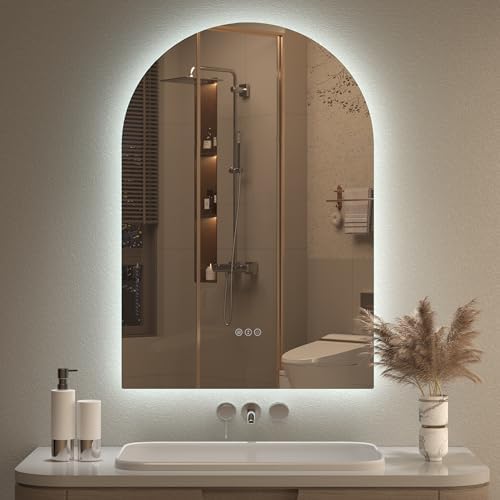 20x30 Inch Backlit Arched LED Bathroom Mirror by CHARMOR
