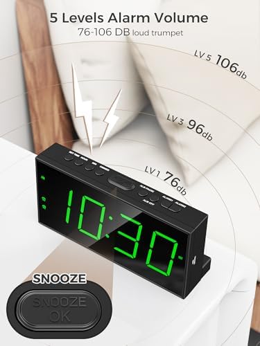 Digital Alarm Clock for Bedroom, Large Big Numbers Display Dual Alarms - Image 4