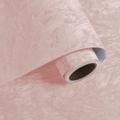 VaryPaper 15.7" x 78.7" Light Pink Crushed Velvet Flocking Contact Paper by VaryPaper