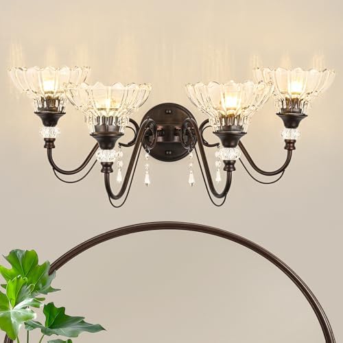 Vintage Bathroom Vanity Light, 4-Light Oil Rubbed Bronze Finish Wall Sconce - Image 2