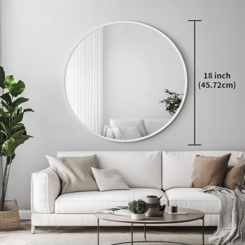 Oruii Small Round Mirror, 18 inch White Circle Mirror - Image 3