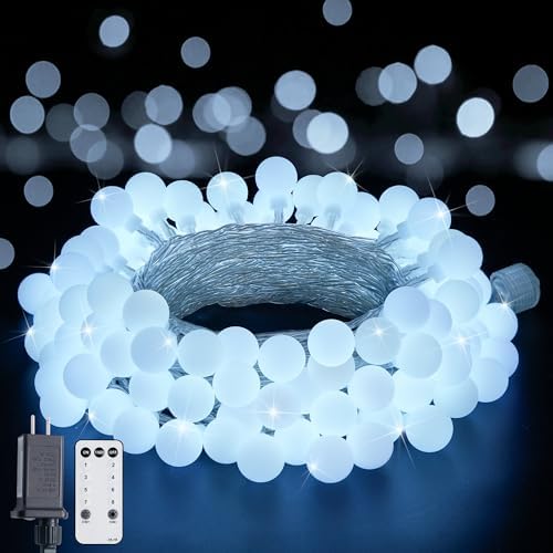 JMEXSUSS Connectable 100 LED Globe White String Lights Indoor by JMEXSUSS