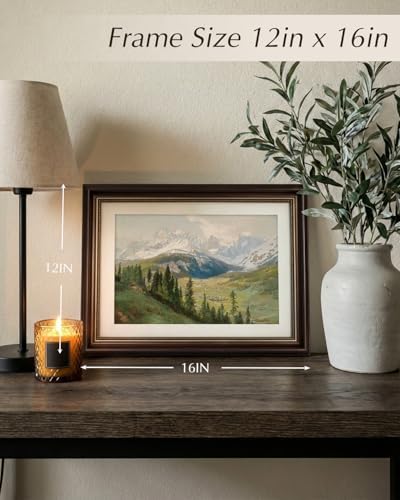 VIYYIEA Vintage Landscape Wall Art, Moody Earthy Mountain Prints 16x12 in - Image 3