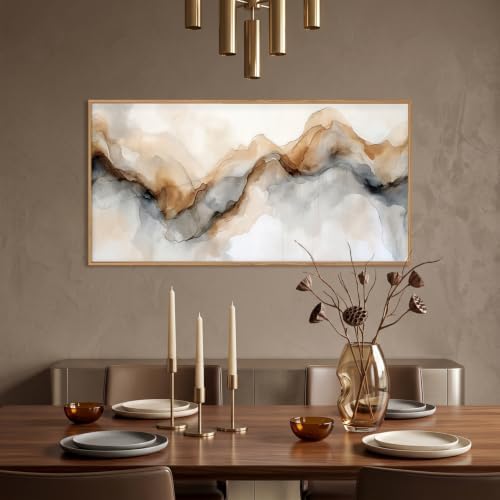 Abstract Neutral Watercolor Framed Canvas Wall Art Set -20"×40" - Image 2