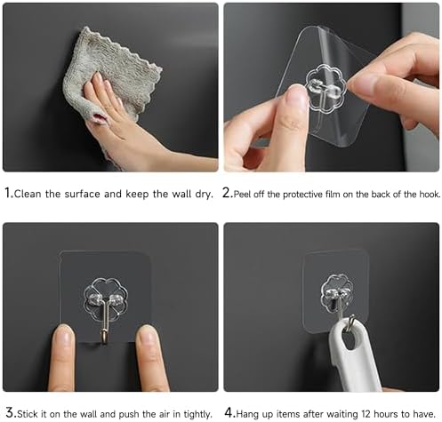 28 Pack Sticky Hooks for Hanging Heavy Duty, Wall Hooks Adhesive, Shower & - Image 3