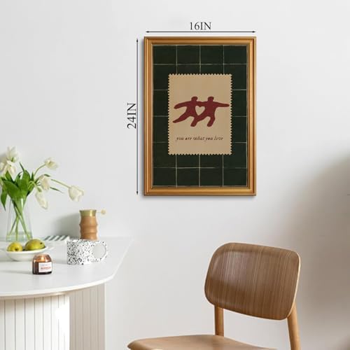 XJYISUO Vintage Gold Framed Wall Art Couples Stamp Canvas Art Retro Love Quote - Image 3