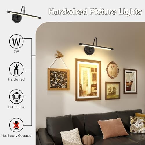 JOOSENLUX LED Picture Light Hardwired Matte Black Modern Picture Lights - Image 3