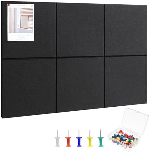 Large Cork Board 36" x 24", 6 Pack Felt Bulletin Board, Pin Boards by Thboxes