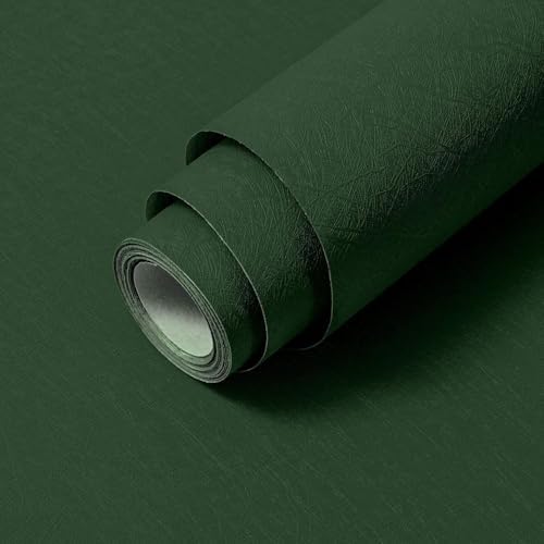 Dark Green Peel and Stick Wallpaper Removable Silk Texture Contact Paper by Abyssaly