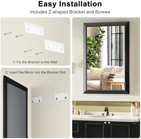Black Bathroom Mirror for Over Sink, 32x40Inch Thick Anti-Rust Metal Frame - Image 6