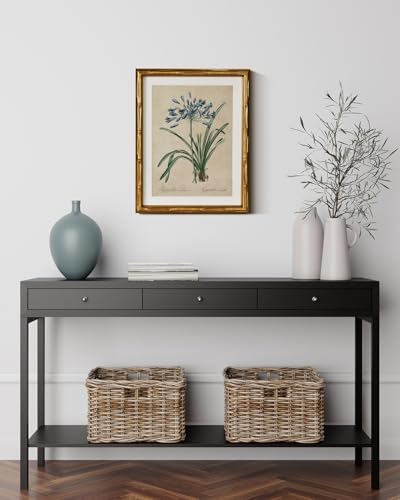 InSimSea Gold Bamboo Framed Wall Art, Retro Lily Botanical Prints - Image 2