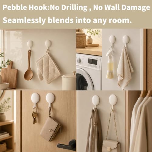 White Self Adhesive Wall Hooks, Paw and Oval Mixed Design, No Damage 4Pack - Image 3