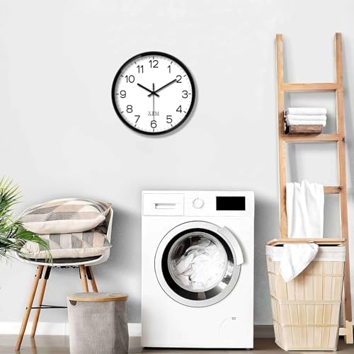 XFM Large Silent Wall Clocks Battery Operated 16 Inch Black Classic - Image 7