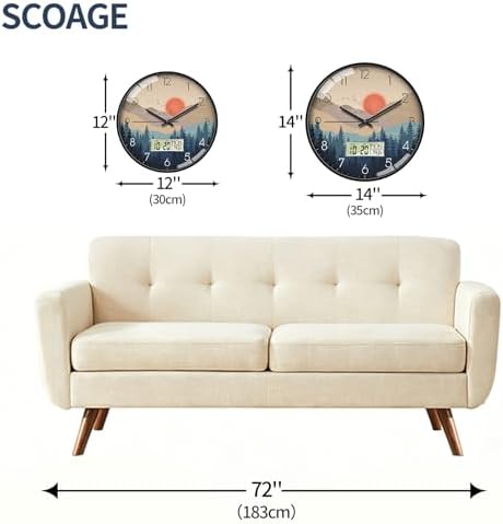 Wilderness Sunset Wall Clock, 12 Inch Analog and Digital Combo - Image 6