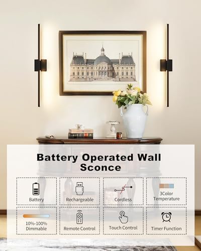Rayogale Black Battery Operated Wall Sconce - Image 3