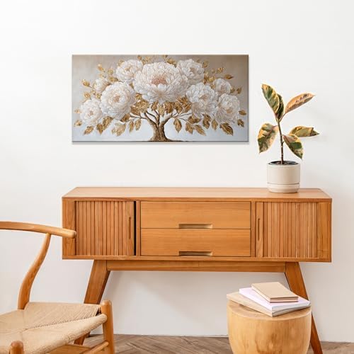 Gold Tree Of Life Wall Art Prints 20"x40" White Gold Wall Art - Image 5