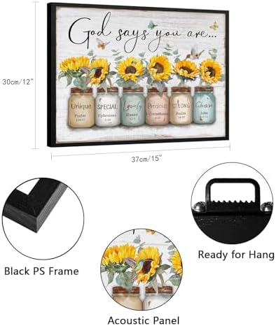 God Says You Are Wall Art: Christian Wall Art Framed Inspirational Quotes Bible - Image 3