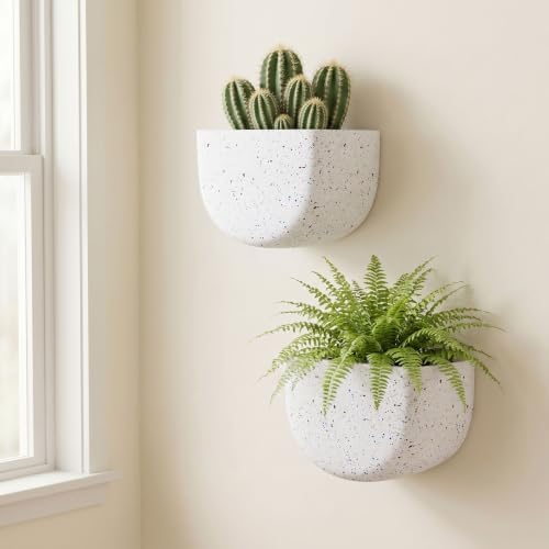 Asnext 2 Pack Indoor Wall Planter, 7 Inch Wall Planter Pot, Speckled White - Image 2