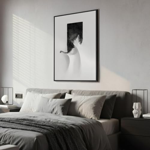 Framed Modern Black and White Abstract Wall Art, 1 Piece 24x36 In - Image 4
