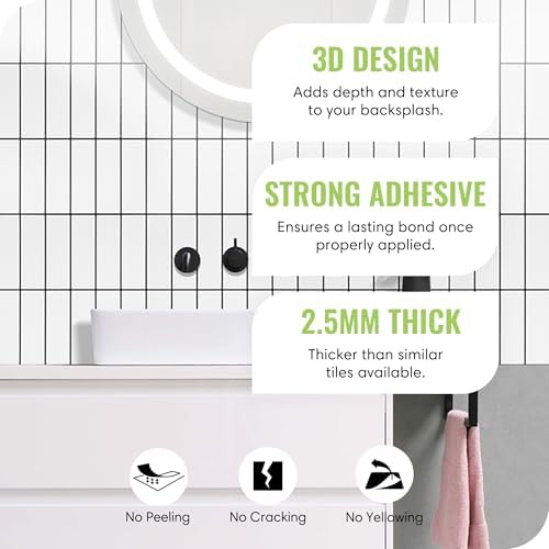 Select 5 Pack Peel and Stick Backsplash Square Tiles, 12x12 in - Image 2