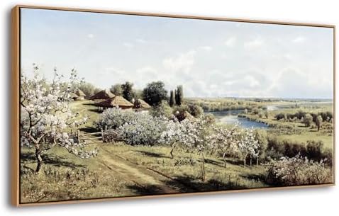 DJSYLIFE Farmhouse Apple Blossoms Landscape Framed Wall Art by DJSYLIFE