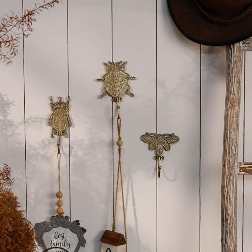 SOFFEE DESIGN Set of 3 Metal Insects Wall Hooks, Decorative Closet Organizer - Image 4