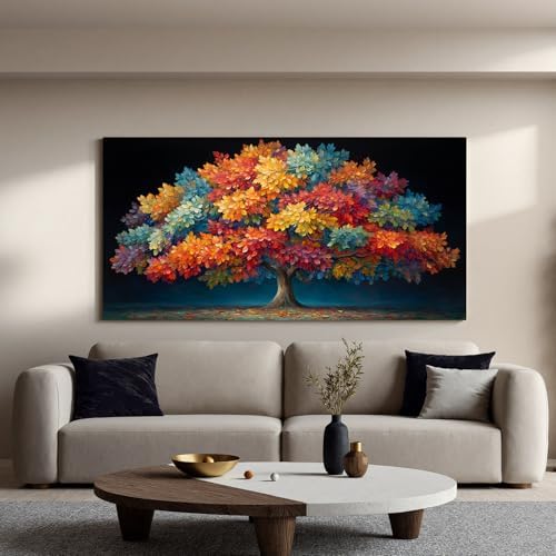 YISXINOAG Colorful Tree of Life Wall Art Modern Landscape Painting 24"X48" - Image 5