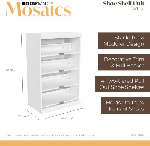 ClosetMaid Mosaics 4 Pull-Out Shoe Storage Unit, Holds Up to 24 Pairs of Shoes - Image 3