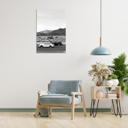 Retro Black And White Car Poster Supercar Canvas Wall Art Luxury Car Lover - Image 3