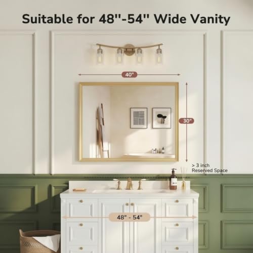 USHOWER 30x40 Inch Brushed Gold Bathroom Mirrors - Image 2
