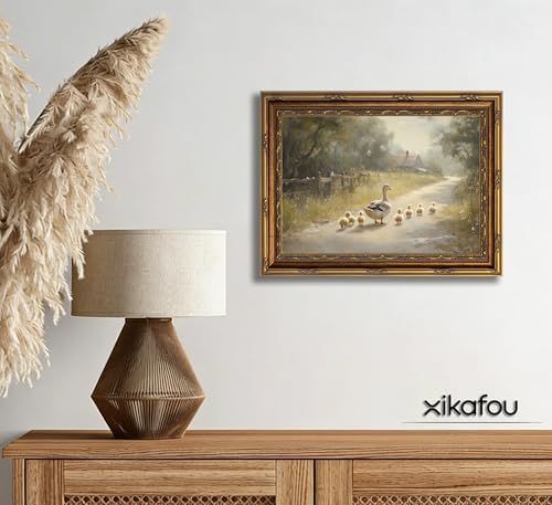 3D Textured Canvas Wall Art Vintage Carved Gold Frame Duck - Image 7