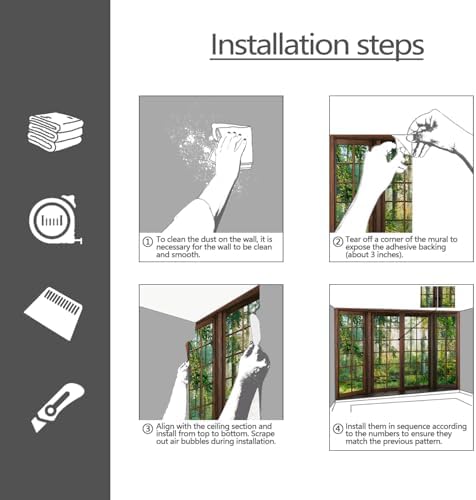 YQWDMX - 3D Green Forest Peel and Stick Wallpaper Window Mural - Image 5