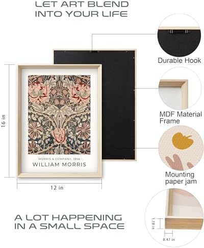 HesenDot William Morris Vintage Framed Wall Art, Floral Canvas Prints - Image 5
