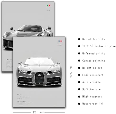 CSLGQGV Car Poster Vintage Racing Car Wall Art Supercar Canvas Prints Painting - Image 4