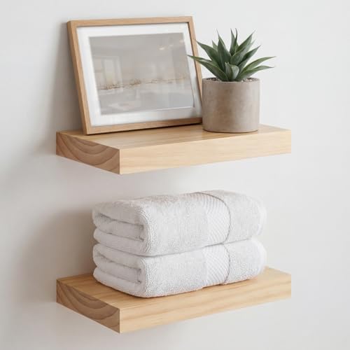 Homeforia 12 Inch Floating Shelves, High-End Solid Pine Wood by Homeforia